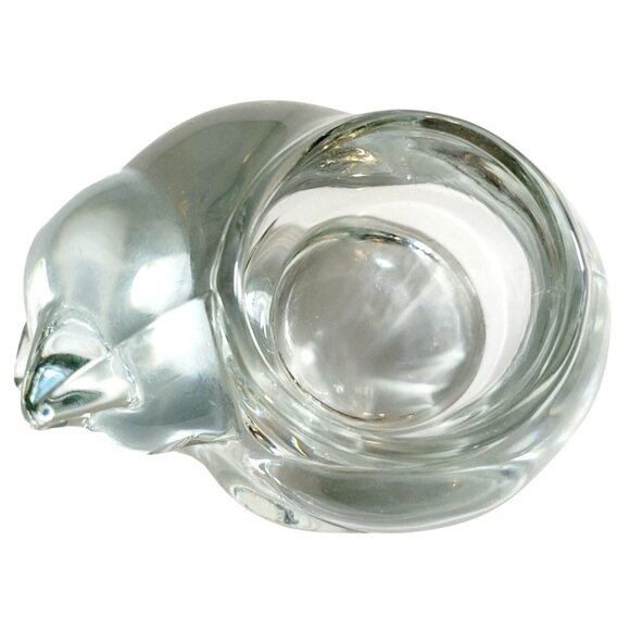 Vintage Indiana Glass Cat Votive Holder Clear Glass Sleeping Kitty Tealight Hold - Picture 8 of 11